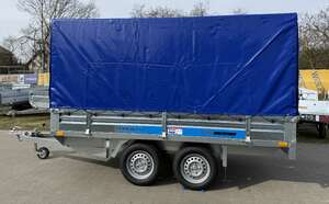 Przyczepa Samochodowa Faro MAGICUS+ Tandem 300x150cm (Burty wzmocnione sklejką) DMC: 750kg  z plandeką i stelażem H-150cm