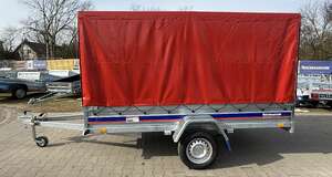Przyczepka Samochodowa Niewiadów BD7530YU z plandeką i stelażem H-160cm 3,04x1,50m, DMC: 750kg RESOR + AMORTYZATOR